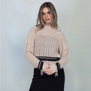 Baloot Gabriella Beige Fringe Chenille Sweater/Jumper